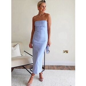🩵 ZARA Bloggers Fav Baby Blue Bodycon Tube Dress. Midi/Maxi. XS